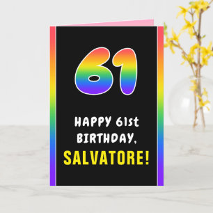 Carte 61e anniversaire : Arc-en-ciel coloré # 61, Nom pe