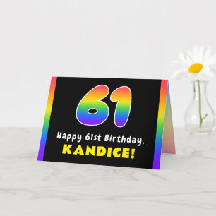 Carte 61e anniversaire : Arc-en-ciel coloré # 61, Nom pe