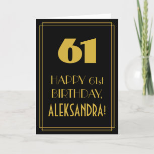 Carte 61e anniversaire ~ Art Déco Inspiré Look "61" & No