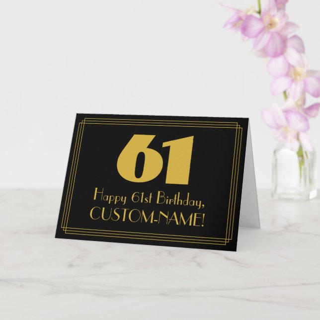 Carte 61e anniversaire : Art Déco Inspiré Look "61" & No (Orchidée)