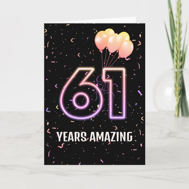 Carte 61e anniversaire Ballons et Confetti (Devant)
