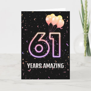 Carte 61e anniversaire Ballons et Confetti