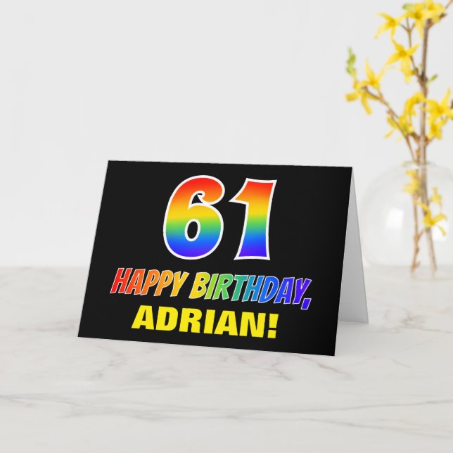 Carte 61e anniversaire : Bold, amusant, simple, arc-en-c (Fleur jaune)