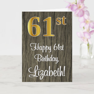Carte 61e Anniversaire : Élégant Faux Or Look #, Faux Bo