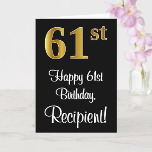 Carte 61e anniversaire ~ Elégant Luxueux Faux Gold Look 