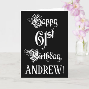 Carte 61e anniversaire : Fancy, Elegant Script + Nom per