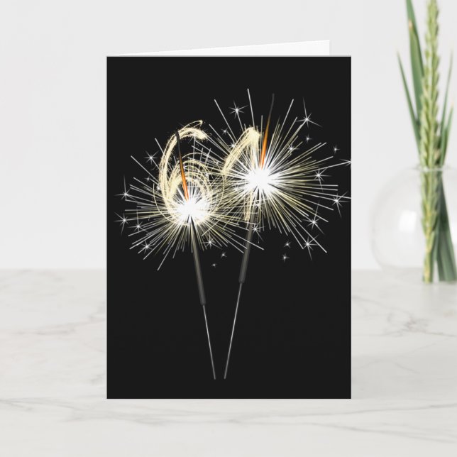 Carte 61e anniversaire Sparklers en noir (Devant)