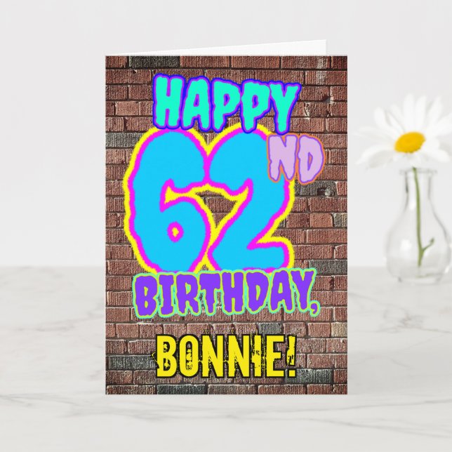 Carte 62e anniversaire - Amusant, Graffiti urbain inspir (Petite plante)