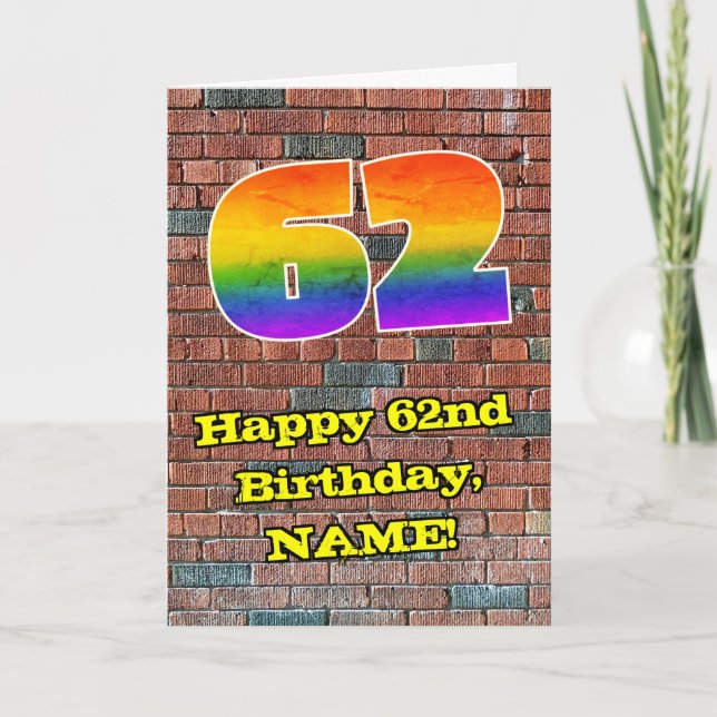 Carte 62e anniversaire : Arc en ciel inspiré par les gra (Devant)