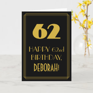 Carte 62e anniversaire - Art Déco Inspiré Look "62" & No