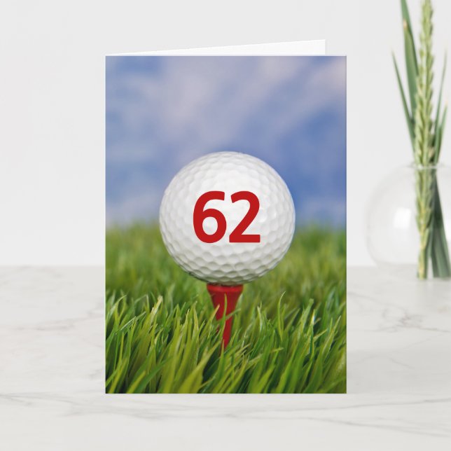 Carte 62e anniversaire Golf Ball on Red Tee (Devant)