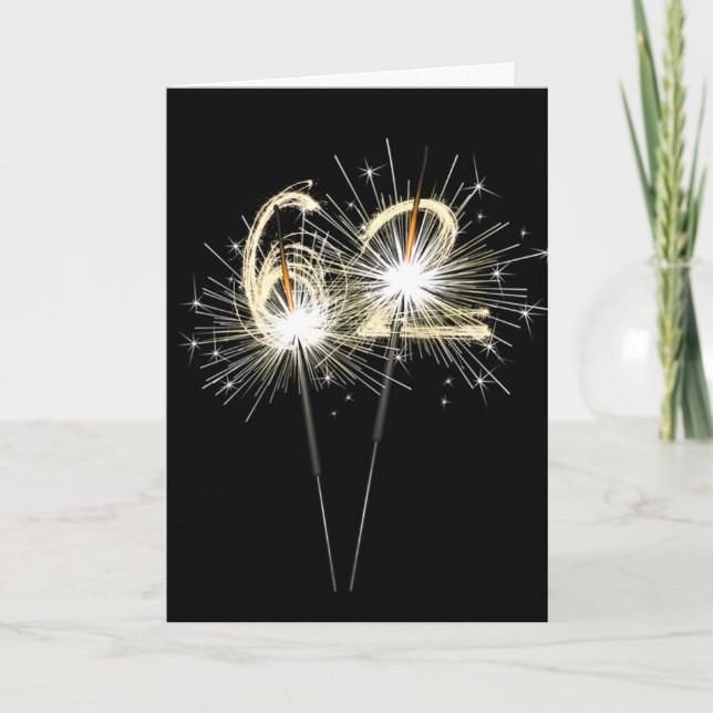 Carte 62e anniversaire Sparklers en noir (Devant)