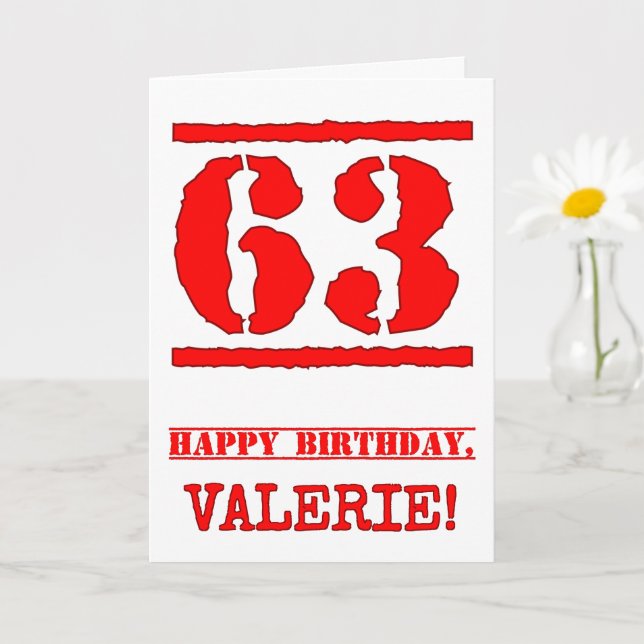 Carte 63e anniversaire : Amusant, Timbre en caoutchouc r (Petite plante)