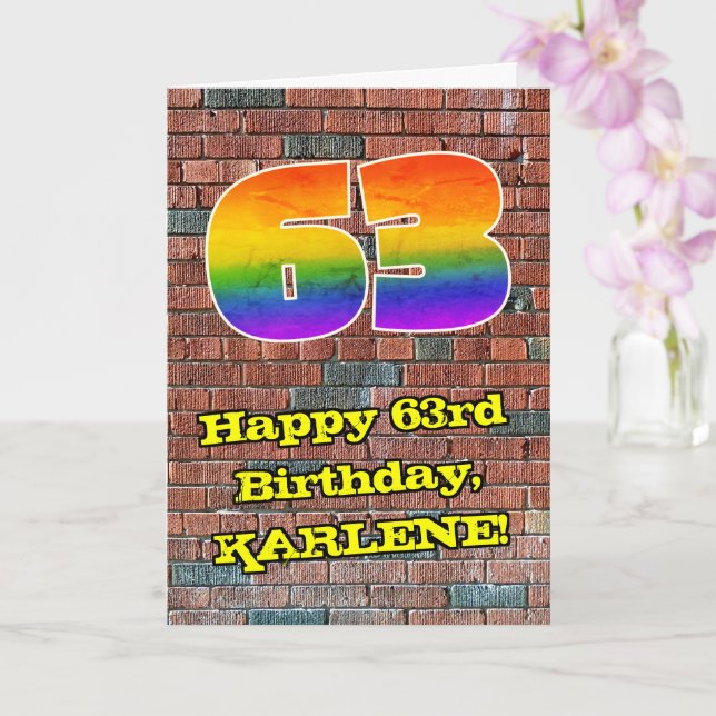 Carte 63e anniversaire : Arc-en-ciel amusant inspiré par (Orchidée)