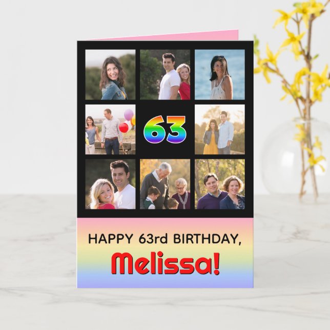 Carte 63e anniversaire : Arc en ciel amusant #, photos p (Fleur jaune)