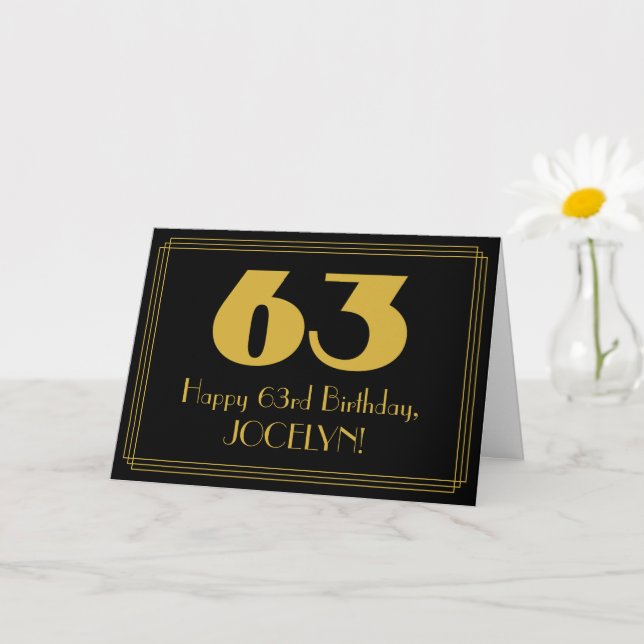 Carte 63e anniversaire : Art Déco Inspiré Look "63" & No (Petite plante)
