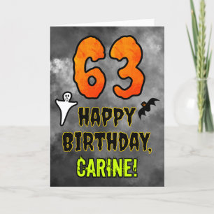Carte 63e anniversaire : Eerie Halloween Thème + Nom Per