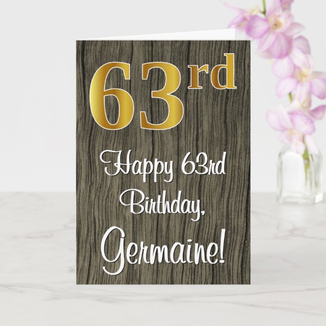 Carte 63e anniversaire : Elégant look d'or Faux #, Faux  (Orchidée)
