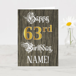 Carte 63e anniversaire : Faux Gold Look + Faux Wood Moti