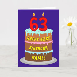 Carte 63e anniversaire : Fun Cake and Candles + Nom pers