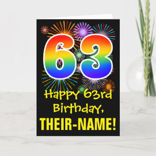 Carte 63e anniversaire : Fun Fireworks Motif + Rainbow 6