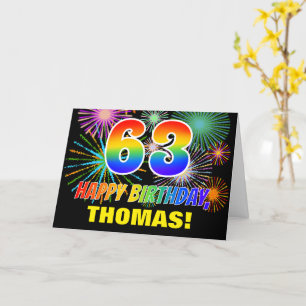 Carte 63e anniversaire : Gras, Amusants, Feu d'artifice,