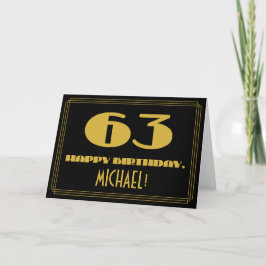 Carte 63e anniversaire : Nom + Art Déco Inspiré Look "63