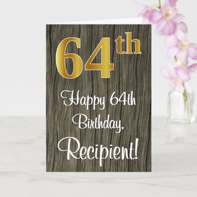 Carte 64e anniversaire : Elégant Faux Gold Look #, Faux  (Orchidée)