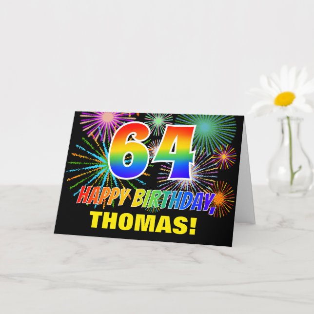 Carte 64e anniversaire : Gras, Amusants, Feu d'artifice, (Petite plante)