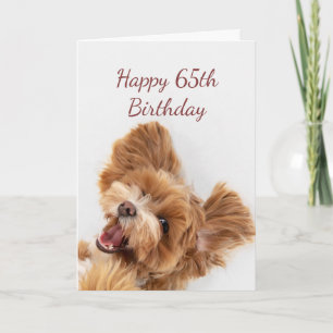 Carte 65e Anniversaire Amusement Commencer mignon Chien 
