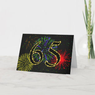 Carte 65e anniversaire avec feu d'artifice