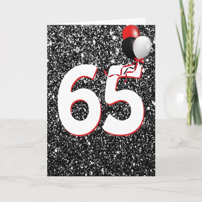 Carte 65e anniversaire Ballons sur Parties scintillant n (Devant)
