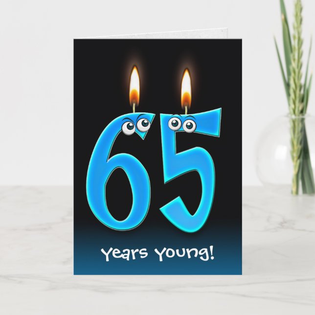 Carte 65e anniversaire bougies avec boules d'yeux (Devant)