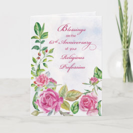 Carte 65e anniversaire de la profession religieuse rose
