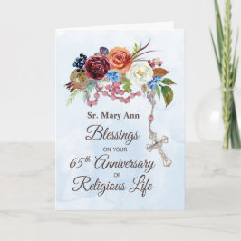 Carte 65e anniversaire de la vie religieuse avec Rosaire