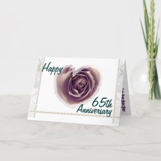 Carte 65e anniversaire de mariage - Cœur de rose violett