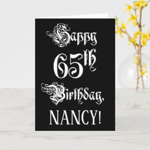 Carte 65e anniversaire : Fancy, Elegant Script + Nom per
