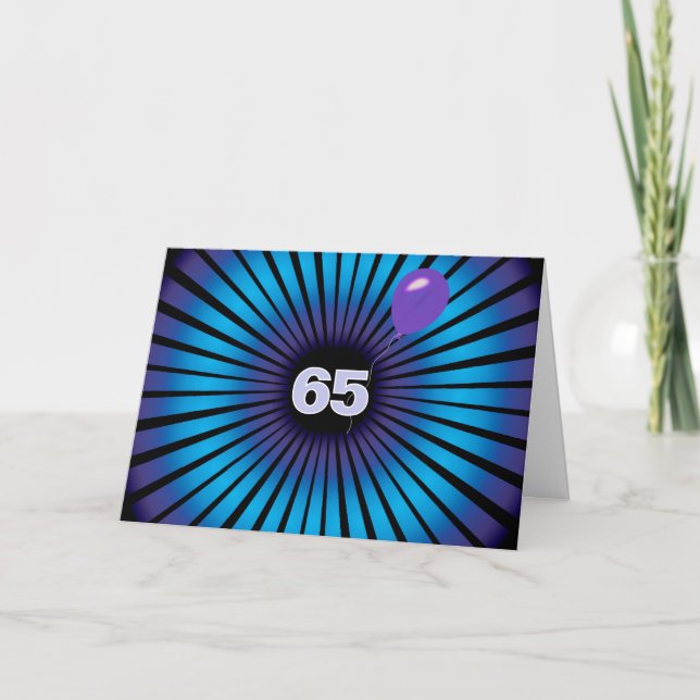 Carte 65e anniversaire néon illusion optique (Devant)
