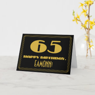 Carte 65e anniversaire : Nom + Art Déco Inspiré Look "65
