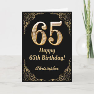 Carte 65e anniversaire Parties scintillant noir et or