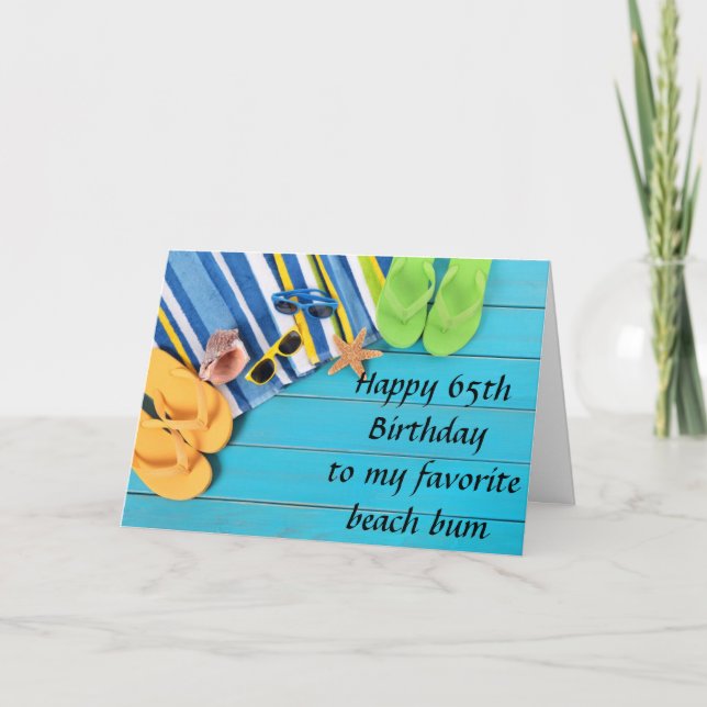 Carte **65e ANNIVERSAIRE** SOUHAITE POUR MON BUM DE PLAG (Devant)