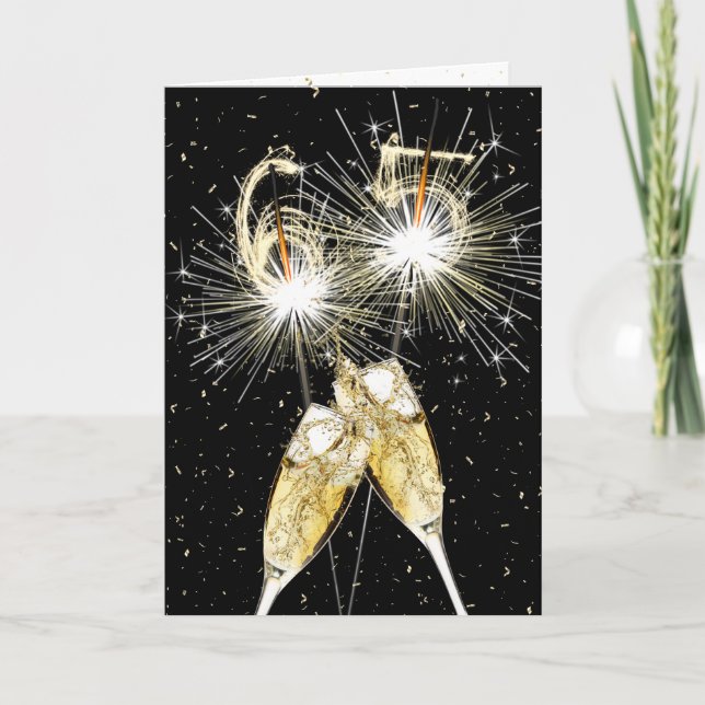 Carte 65e anniversaire Sparklers and Champagne Toast (Devant)