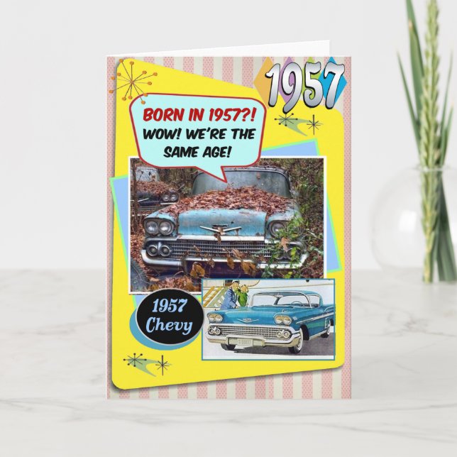 Carte 65e anniversaire ! Wow, même âge que cette Chevy 1 (Devant)