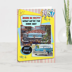 Carte 65e anniversaire ! Wow, même âge que cette Chevy 1