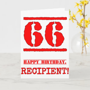 Carte 66e anniversaire : Amusant, Timbre en caoutchouc r