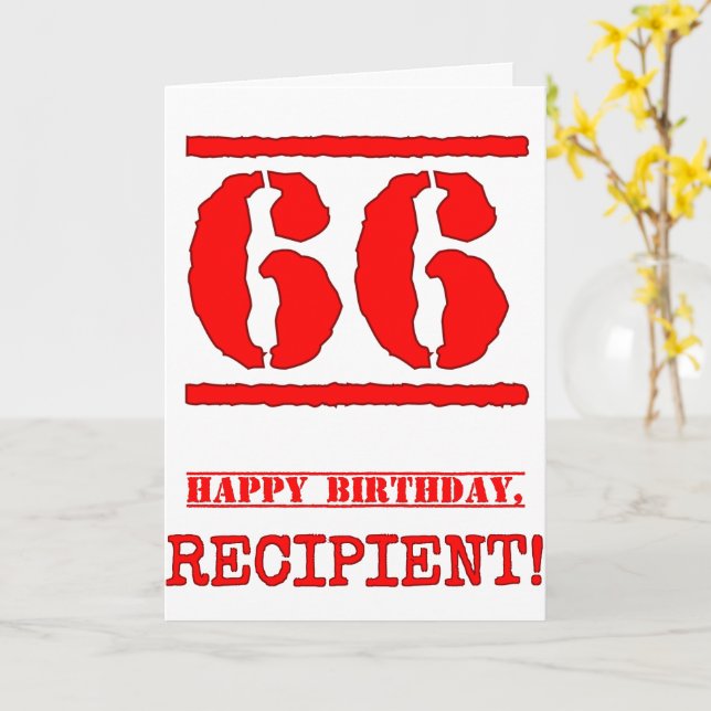 Carte 66e anniversaire : Amusant, Timbre en caoutchouc r (Fleur jaune)