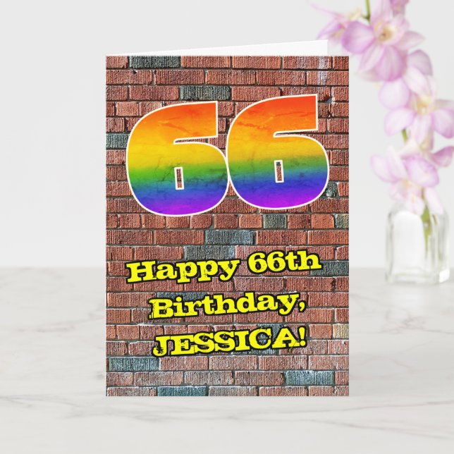 Carte 66e anniversaire : Arc-en-ciel amusant inspiré par (Orchidée)