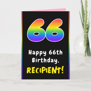 Carte 66e anniversaire : Arc-en-ciel coloré # 66, Nom pe