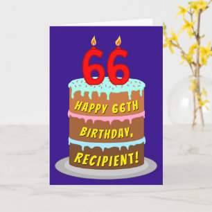 Carte 66e anniversaire : Fun Cake and Candles + Nom pers