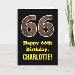 Carte 66e anniversaire : Nom, Faux Motif du grain de boi
